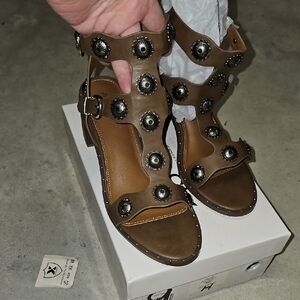 New Size 9 Brown Studded Sandals